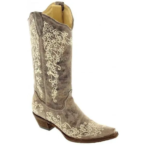 Corral Boots Brown Crater Bone Embroidery 1