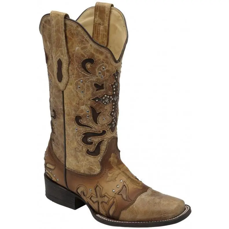 Corral Boots Ld Antique Saddle Metal Cross Square Toe C1167 1