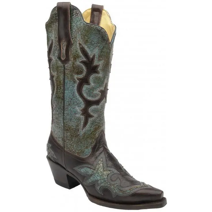 Corral Boots Ld Turquoise-Green/Chocolate Patch R1178 1