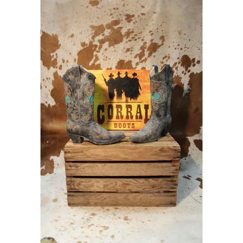Corral Skull And Flowers R2475 Boot 1