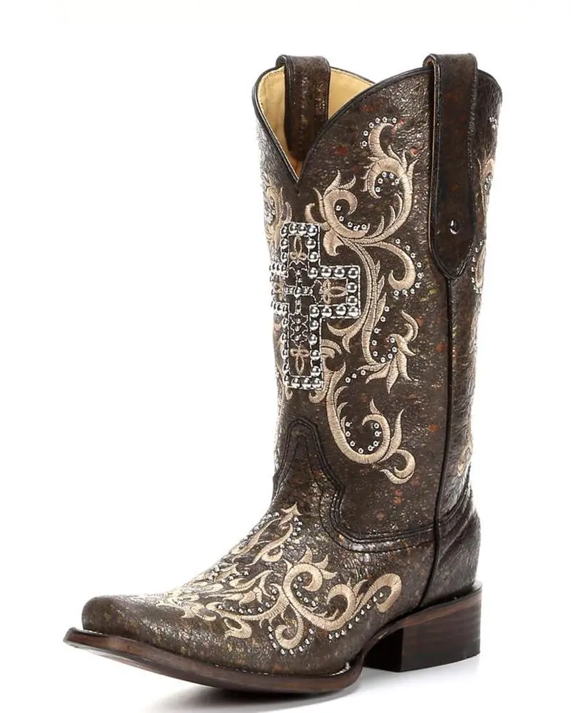 Corral Women's Black And Silver Studded Cross Boot 1