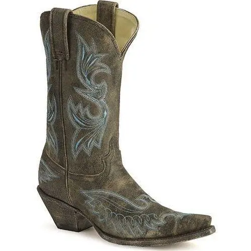 Corral Women's Distressed Black Eagle Stitched Vamp Snip Toe Boot 1
