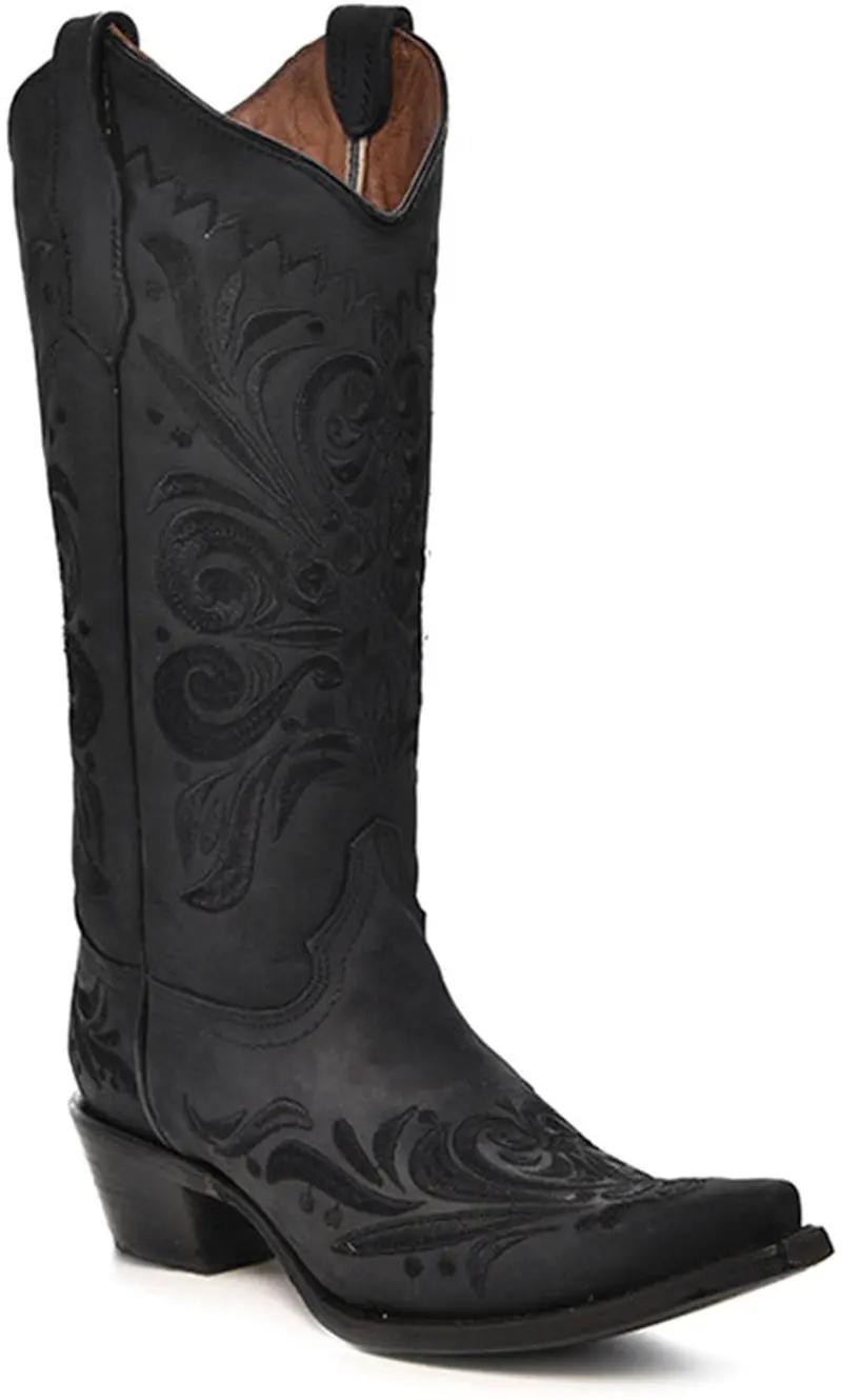 Corral Women's Embroidery Black Snip Toe Cowboy Boot 1