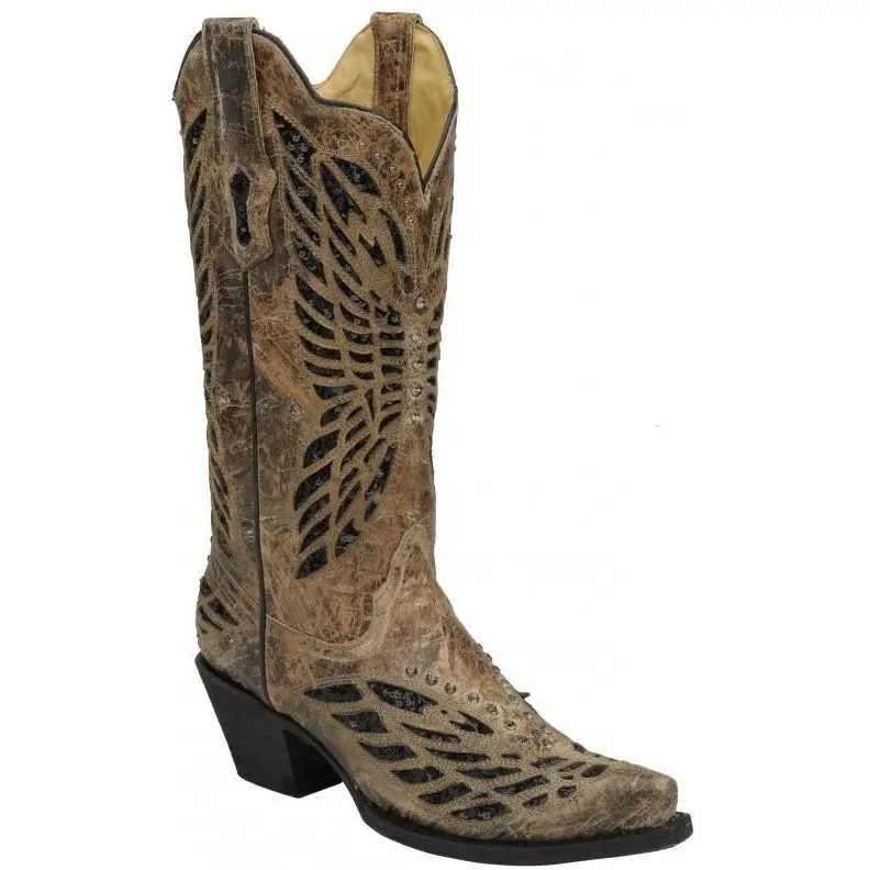 Corral Women's Ld Bronze/Black Sequence & Crystals Butterfly Boot 1