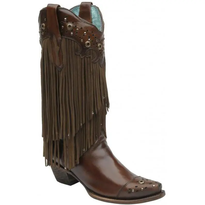 Corral Women's Ld Sierra Tan Fringe & Studs Boot 1
