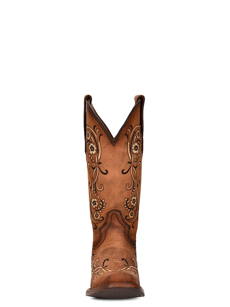 Corral Women's Sand Floral Embroidery Brown Cowboy Boot 3