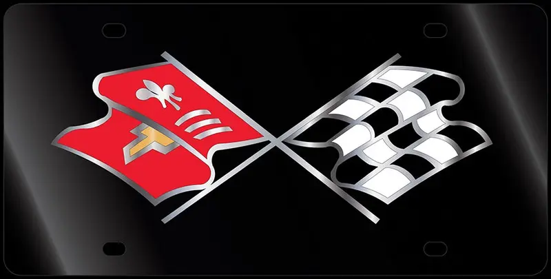 Corvette C2 Logo Lcense Plate (Black) 1