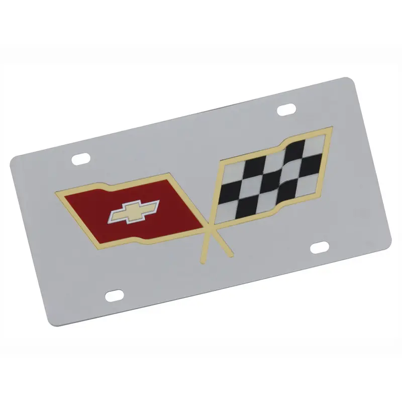 Corvette C3 Logo License Plate (Gold On Chrome) 1