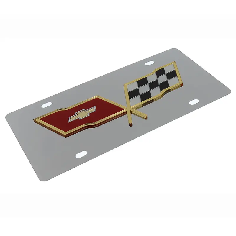 Corvette C3 Logo License Plate (Gold On Chrome) 2