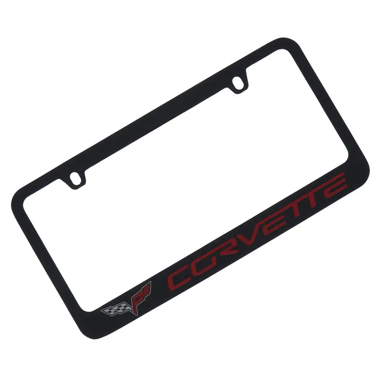 Corvette C6 License Plate Frame (Red On Black) 1