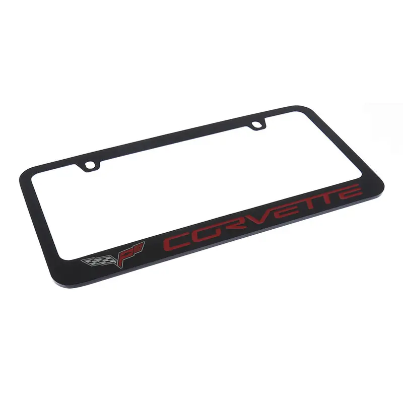Corvette C6 License Plate Frame (Red On Black) 2