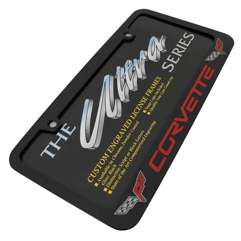 Corvette C6 Red Logo License Plate Frame (Black) 2