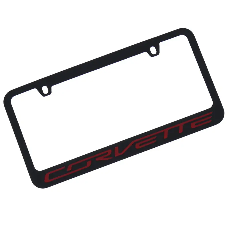 Corvette C7 License Plate Frame (Red On Black) 1