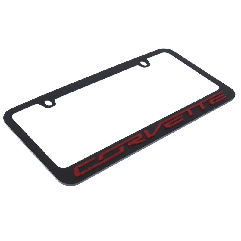 Corvette C7 License Plate Frame (Red On Black) 2