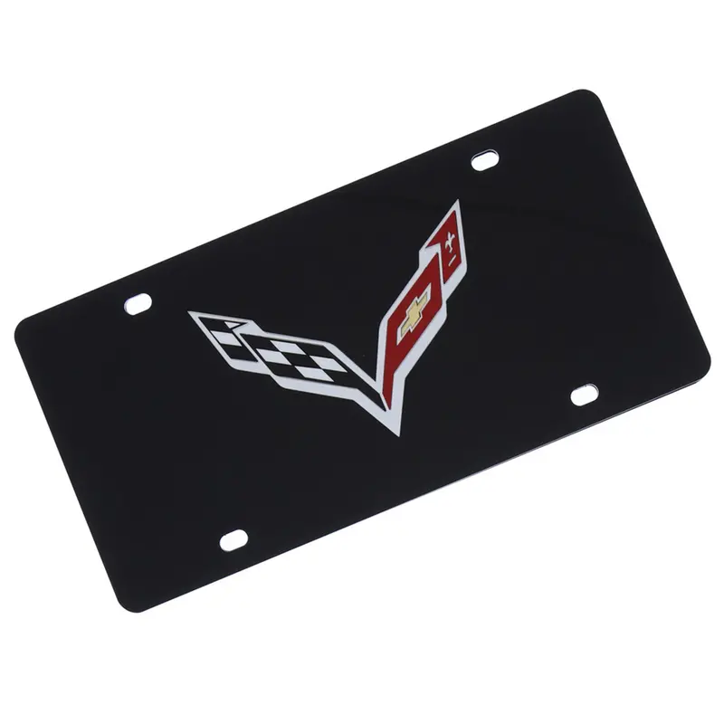 Corvette C7 Logo License Plate (Black) 1