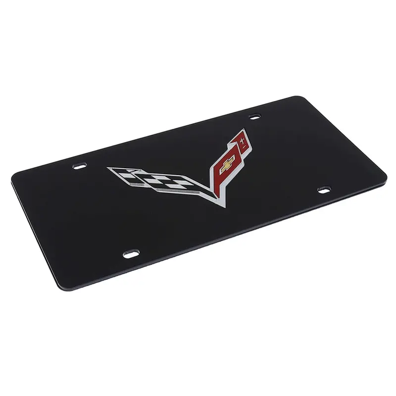 Corvette C7 Logo License Plate (Black) 2