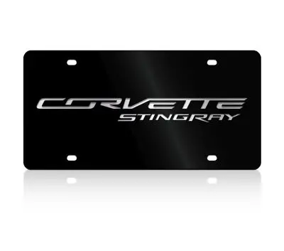 Corvette C7 Stingray Lazer-Tag Acrylic License Plate (Black) 1
