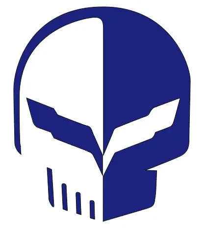 Corvette Racing C7 Jake Skull Logo Vinyl Sticker Decal 2" 4" 6" 8" 10" 12" Widths Multiple Colors 6