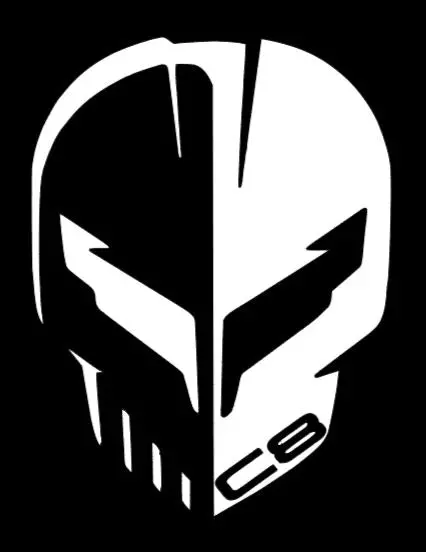 Corvette Racing Jake Skull Logo Vinyl Sticker Decal 2.5" 4" 6" 8" 10" 12" 15" Widths Multiple Colors 1