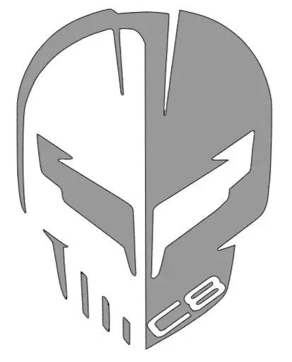 Corvette Racing Jake Skull Logo Vinyl Sticker Decal 2.5" 4" 6" 8" 10" 12" 15" Widths Multiple Colors 5