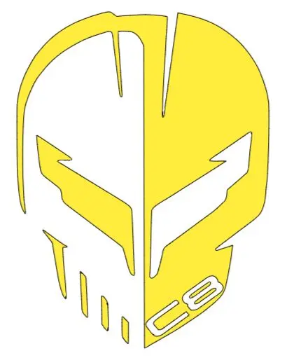 Corvette Racing Jake Skull Logo Vinyl Sticker Decal 2.5" 4" 6" 8" 10" 12" 15" Widths Multiple Colors 6