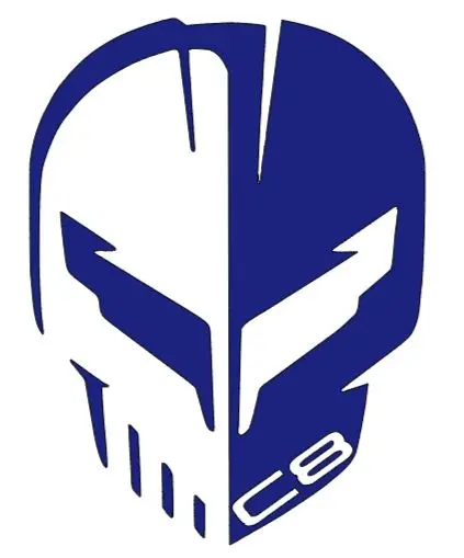 Corvette Racing Jake Skull Logo Vinyl Sticker Decal 2.5" 4" 6" 8" 10" 12" 15" Widths Multiple Colors 6