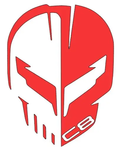 Corvette Racing Jake Skull Logo Vinyl Sticker Decal 2.5" 4" 6" 8" 10" 12" 15" Widths Multiple Colors 7