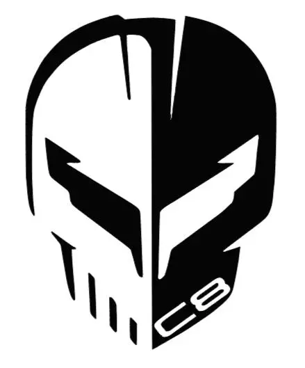 Corvette Racing Jake Skull Logo Vinyl Sticker Decal 2.5" 4" 6" 8" 10" 12" 15" Widths Multiple Colors 8