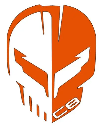 Corvette Racing Jake Skull Logo Vinyl Sticker Decal 2.5" 4" 6" 8" 10" 12" 15" Widths Multiple Colors 8