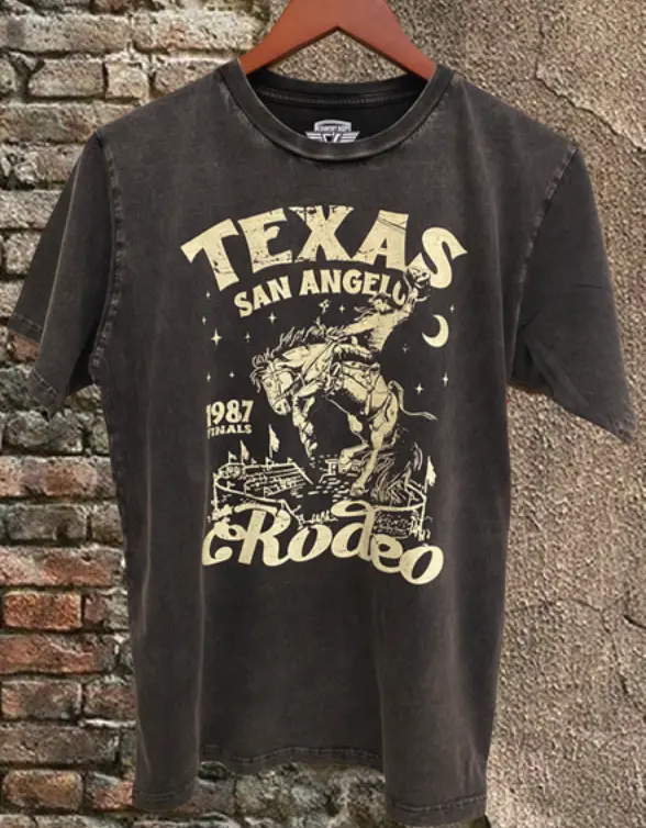 Country Deep Women's Black Texas Rodeo San Angelo Relaxed Tee 1