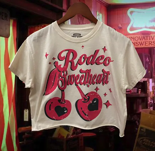 Country Deep Women's Natural Rodeo Sweetheart Crop Tee 1