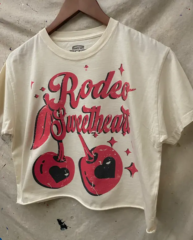 Country Deep Women's Natural Rodeo Sweetheart Crop Tee 3