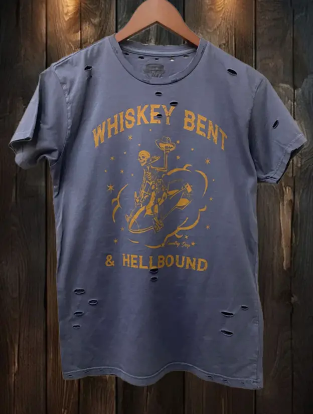 Country Deep Women's Navy Distressed Hellbound Tee 1