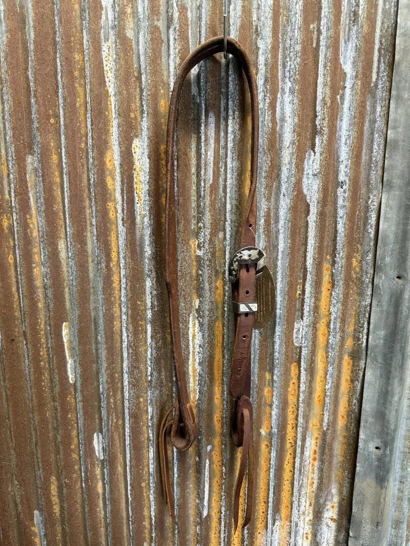 Cowperson Tack 3/4 Inch Slit Ear Headstall-Floral Buckle 1