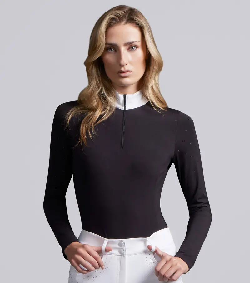 Cristalli Womens Long Sleeve Competition Shirt Black 1