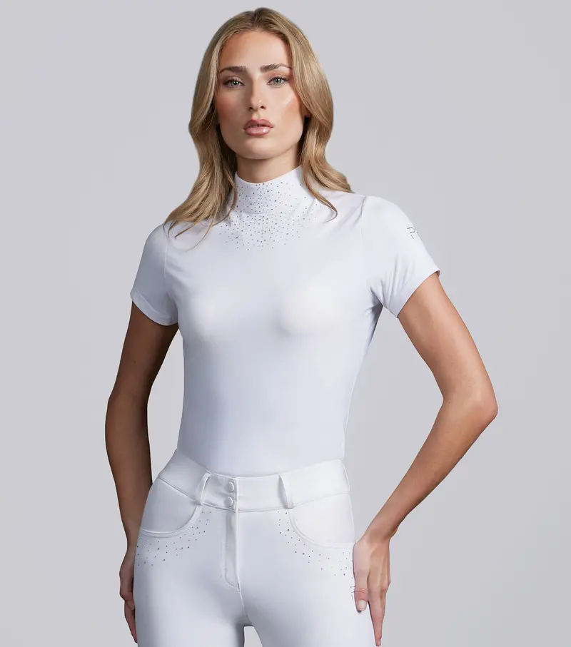 Cristalli Womens Short Sleeve Competition Shirt White 1