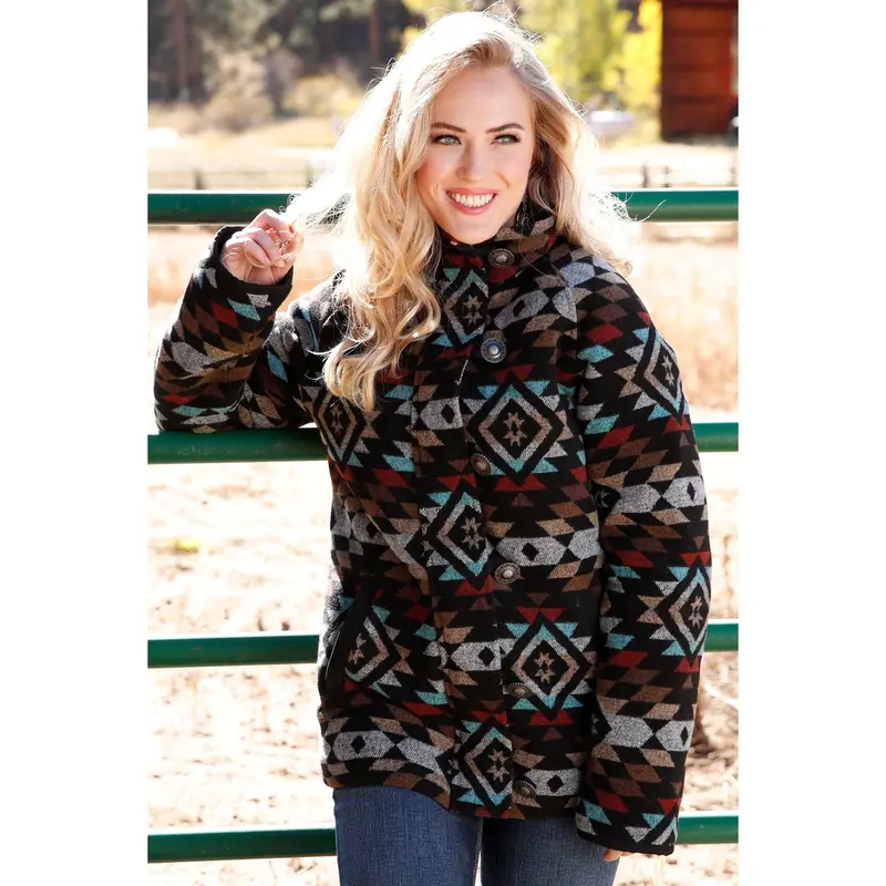 Cruel Women's Black Southwestern Tweed Jacket 1