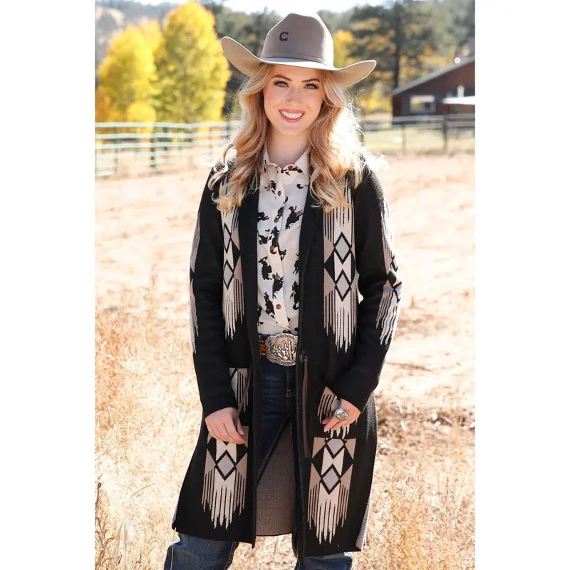 Cruel Women's Black Sweater Knit Cropped Duster 1