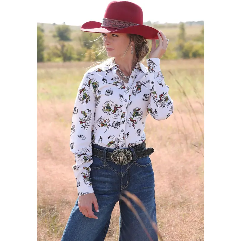 Cruel Women's Cream Western Button Down Shirt 1