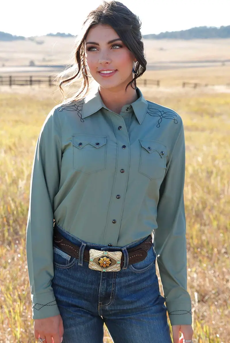 Cruel Women's Green Snap Down Shirt 1