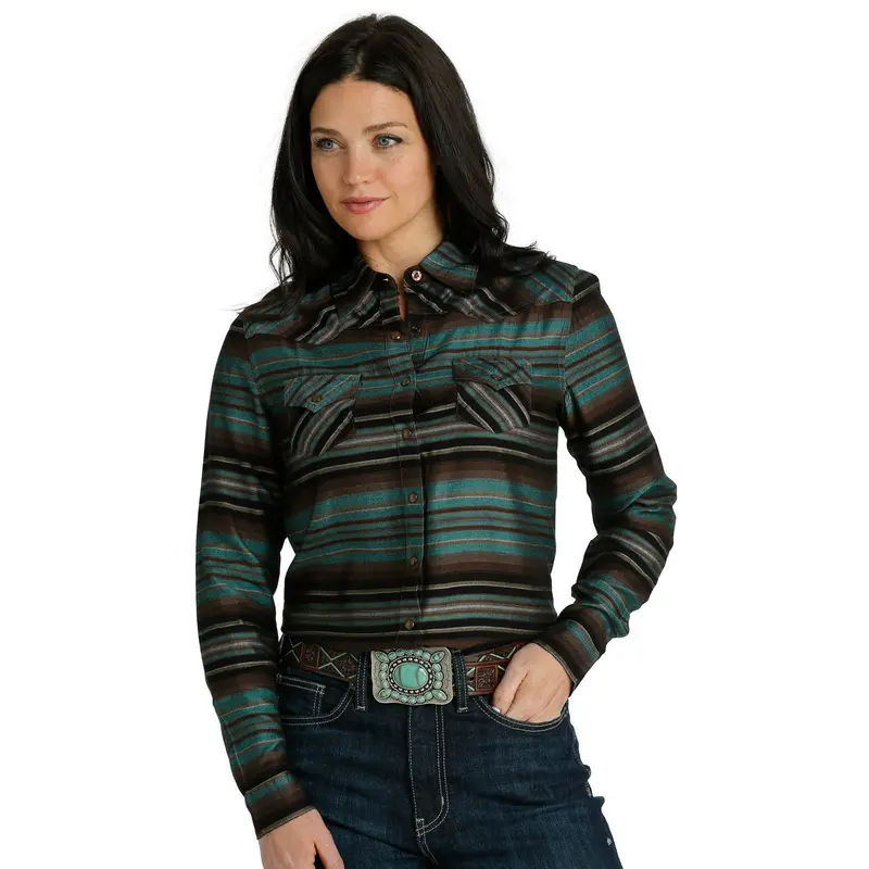Cruel Women's Stripe Button Down Western Shirt 1