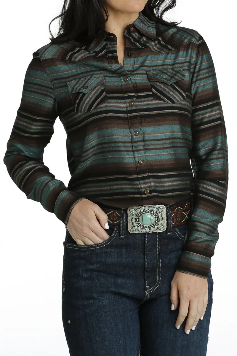 Cruel Women's Stripe Button Down Western Shirt 2