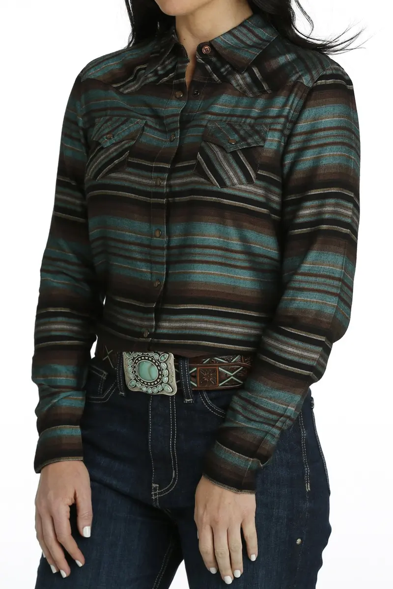 Cruel Women's Stripe Button Down Western Shirt 3