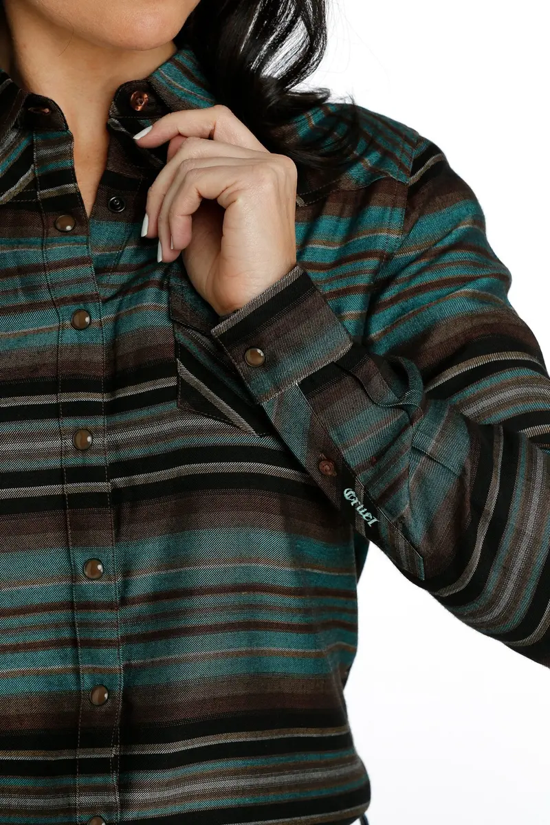 Cruel Women's Stripe Button Down Western Shirt 5