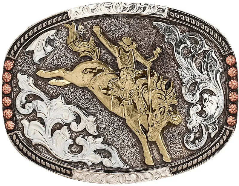 Crumrine Tri Color Saddle Bronc Belt Buckle 1