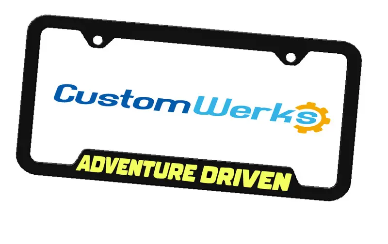 Custom Werks "Adventure Driven" Polycarbonate License Plate Frame For Toyota 4Runner (Black) 2
