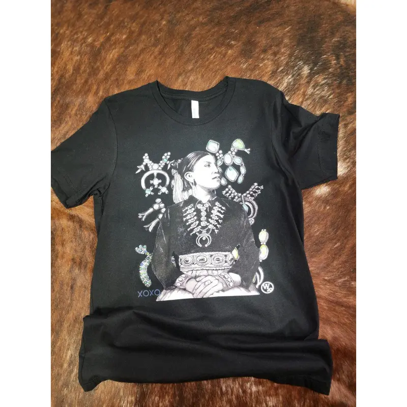 Custom West 20 Black Native Treasures Squash Blossom Tee 1