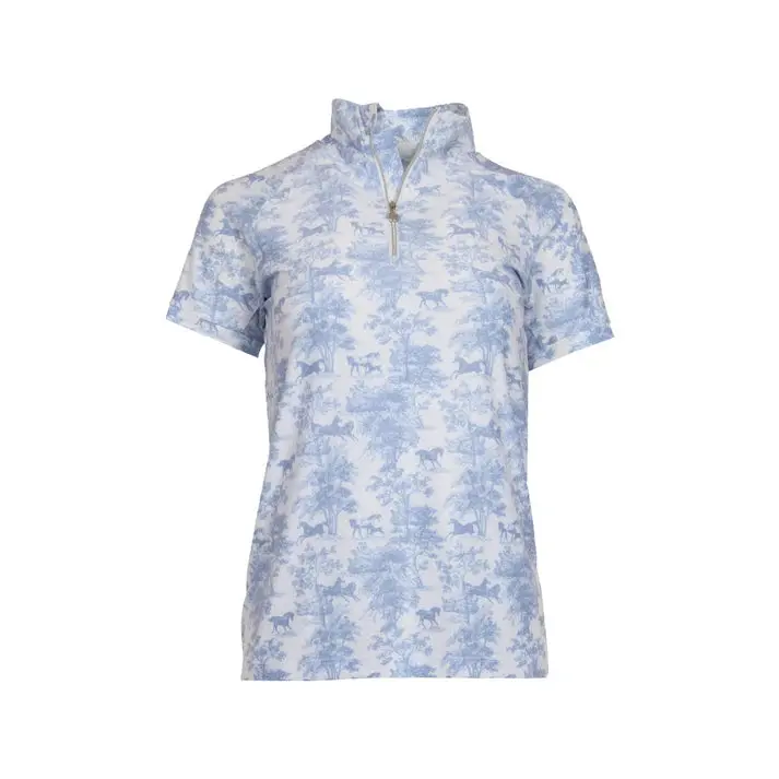 Dapplebay Equestrian Toile 1/4 Zip Short Sleeve Riding Top 1