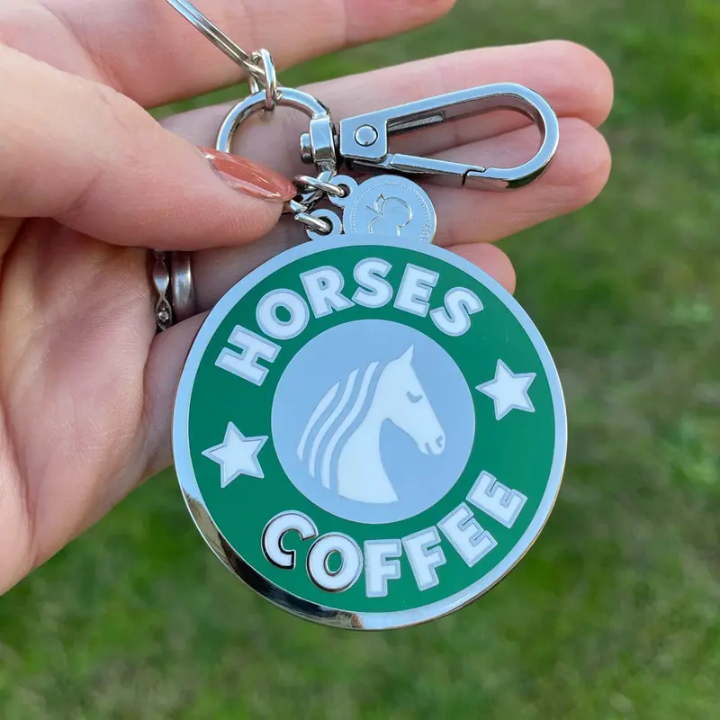Dapplebay Horses & Coffee Keychain 1