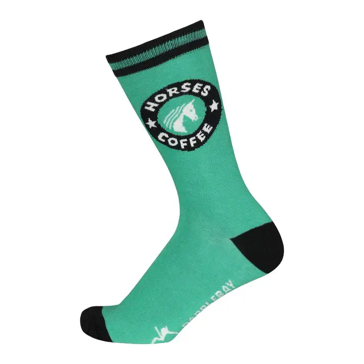 Dapplebay Horses & Coffee Knit Crew Socks 1